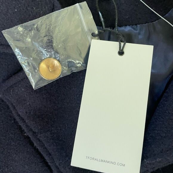 NWT 7 For All Mankind 7FAM Navy Blue Cropped Pea Coat Military XS. FLAWED - Picture 10 of 12